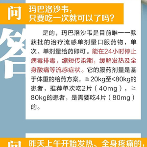 玛巴洛沙韦片，用法用量及用药天数