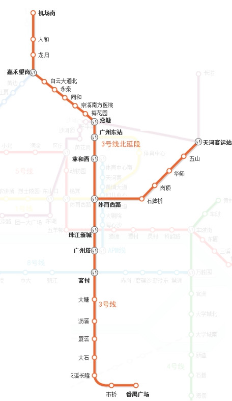 广州地铁3号线线路图全图