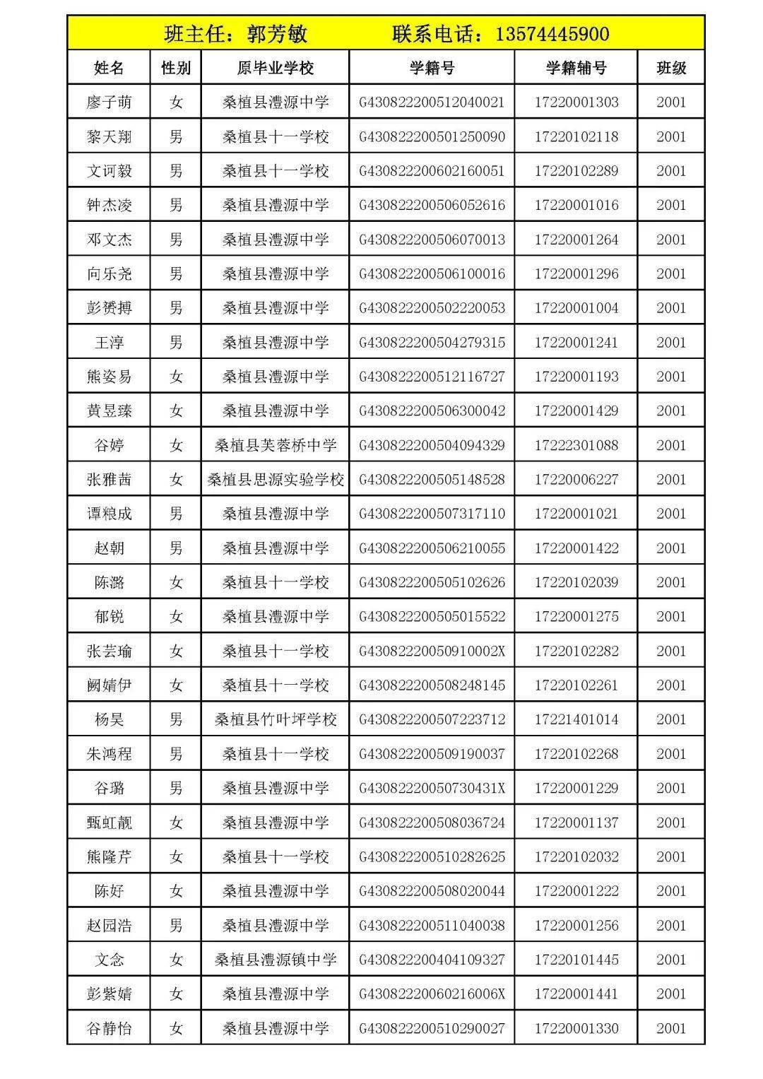 桑植一中最新任免名单